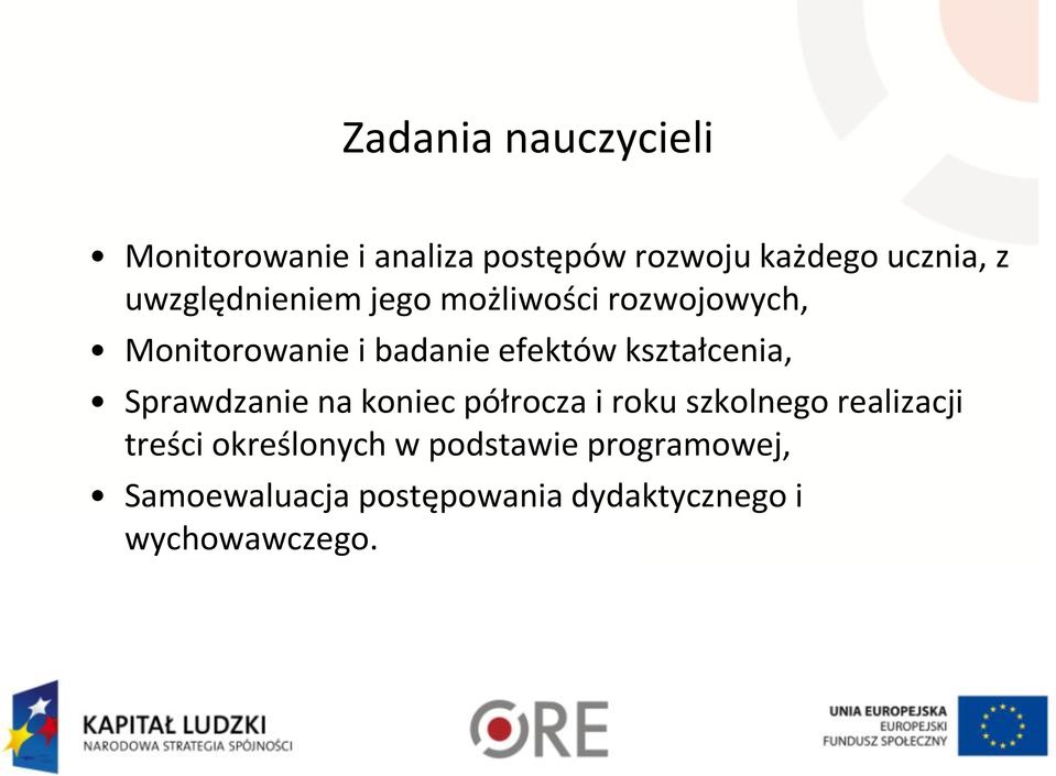 kształcenia, Sprawdzanie na koniec półrocza i roku szkolnego realizacji treści