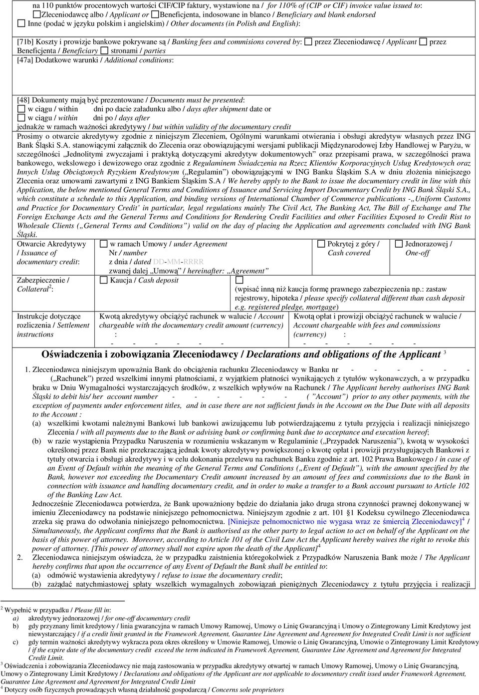 by: przez Zleceniodawcę / Applicant przez Beneficjenta / Beneficiary stronami / parties [47a] Dodatkowe warunki / Additional conditions: [48] Dokumenty mają być prezentowane / Documents must be