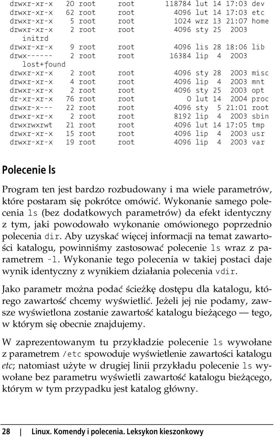 sty 25 2003 opt dr-xr-xr-x 76 root root 0 lut 14 2004 proc drwxr-x--- 22 root root 4096 sty 5 21:01 root drwxr-xr-x 2 root root 8192 lip 4 2003 sbin drwxrwxrwt 21 root root 4096 lut 14 17:05 tmp