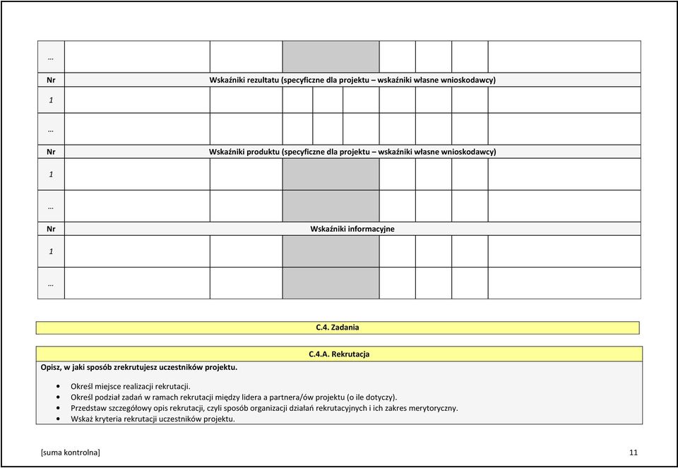 Rekrutacja Określ miejsce realizacji rekrutacji. Określ podział zadań w ramach rekrutacji między lidera a partnera/ów projektu (o ile dotyczy).