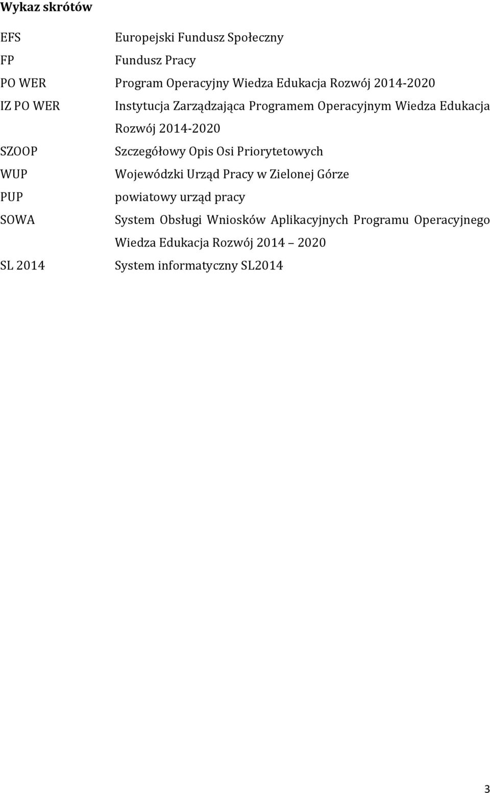Szczegółowy Opis Osi Priorytetowych WUP Wojewódzki Urząd Pracy w Zielonej Górze PUP powiatowy urząd pracy SOWA