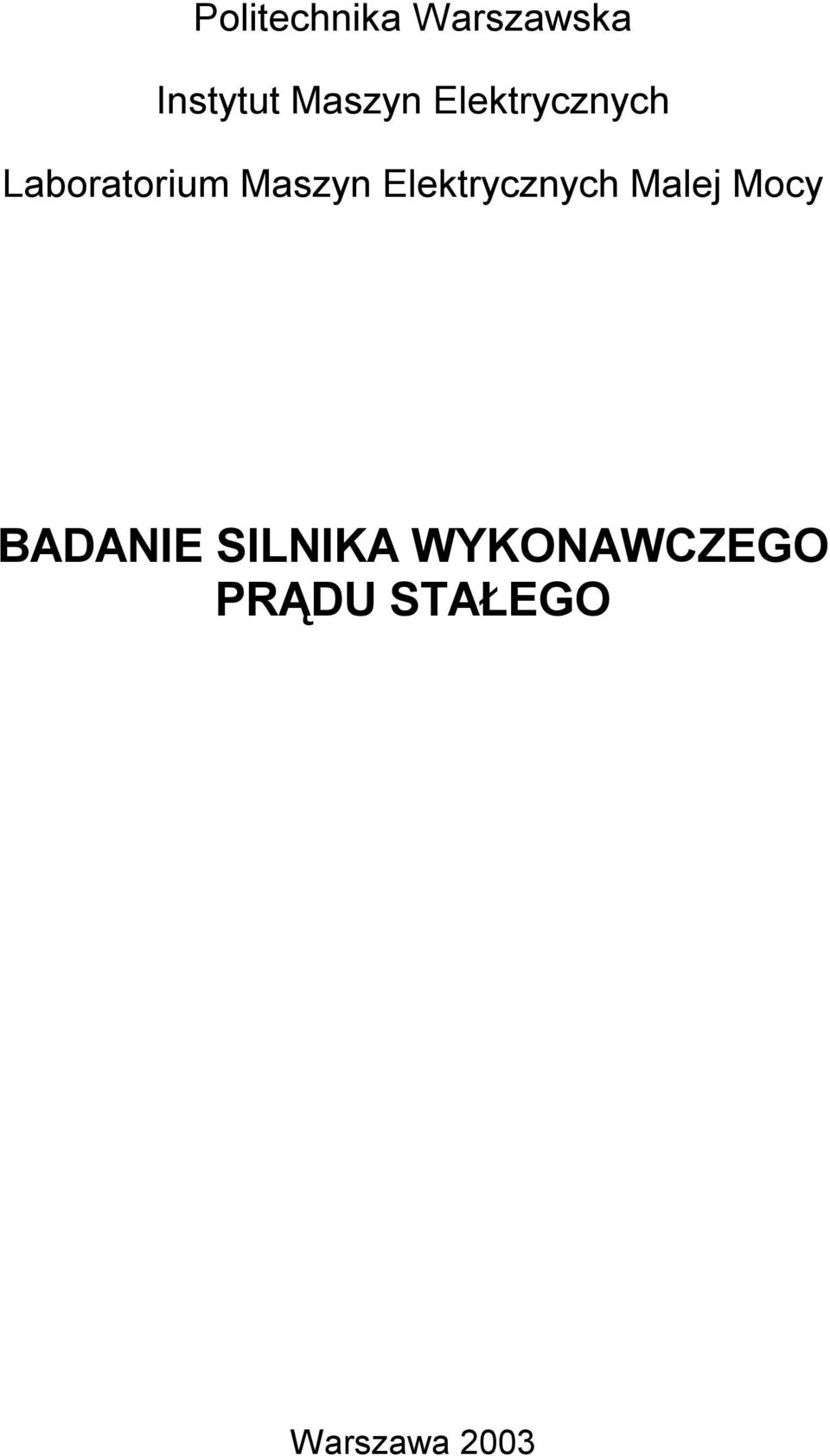 Maszyn Elektrycznych Malej Mocy