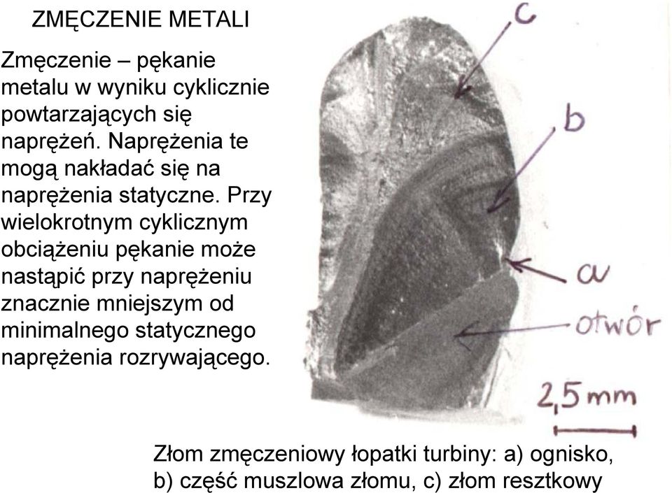Przy wielokrotnym cyklicznym obciążeniu pękanie może nastąpić przy naprężeniu znacznie mniejszym