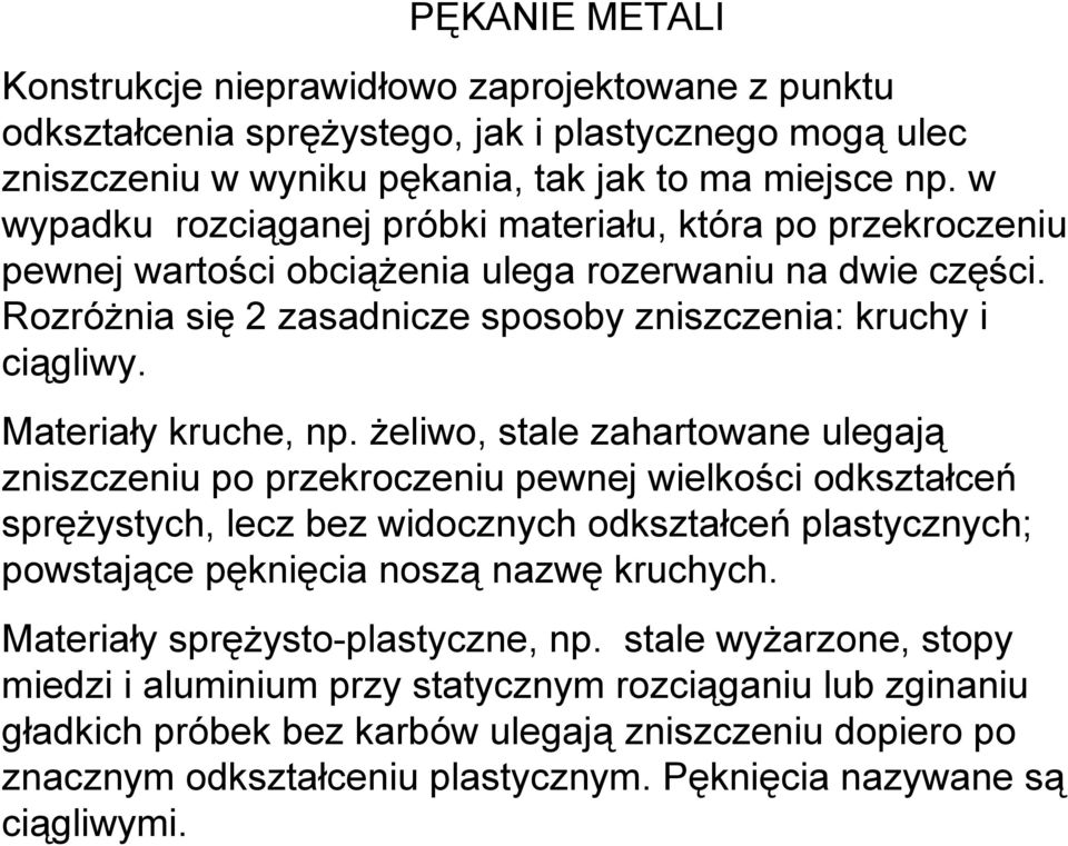 Materiały kruche, np.