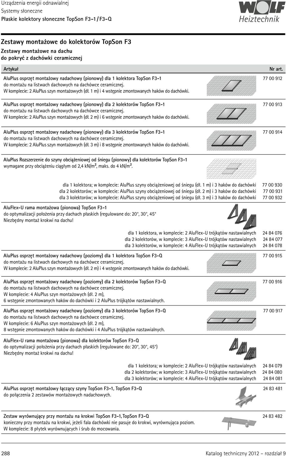 AluPlus osprzęt montażowy nadachowy (pionowy) dla 2 kolektorów TopSon F3-1 do montażu na listwach dachowych na dachówce ceramicznej. W komplecie: 2 AluPlus szyn montażowych (dł.