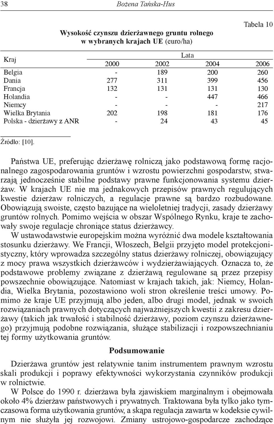 Państwa UE, preferując dzierżawę rolniczą jako podstawową formę racjonalnego zagospodarowania gruntów i wzrostu powierzchni gospodarstw, stwarzają jednocześnie stabilne podstawy prawne funkcjonowania