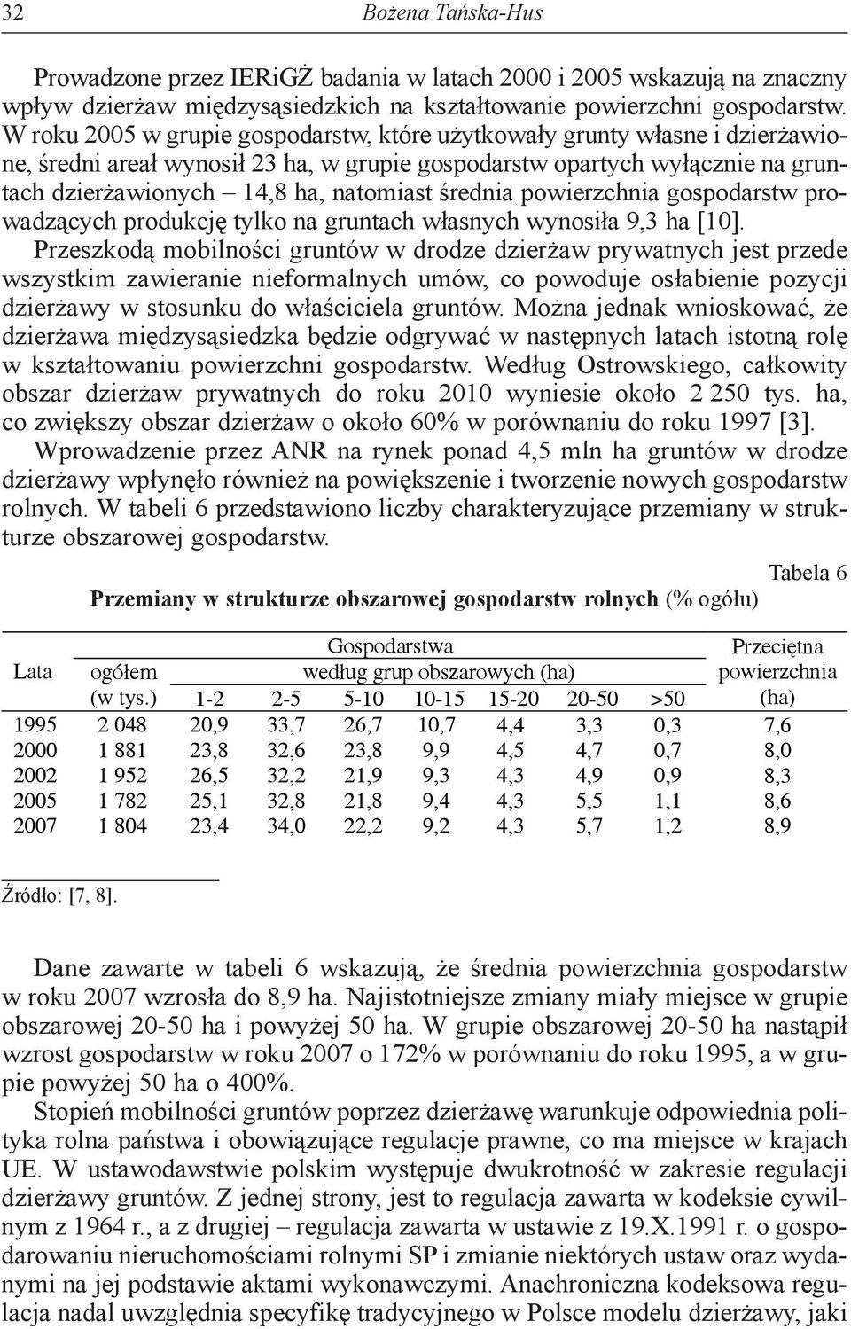 średnia powierzchnia gospodarstw prowadzących produkcję tylko na gruntach własnych wynosiła 9,3 ha [10].