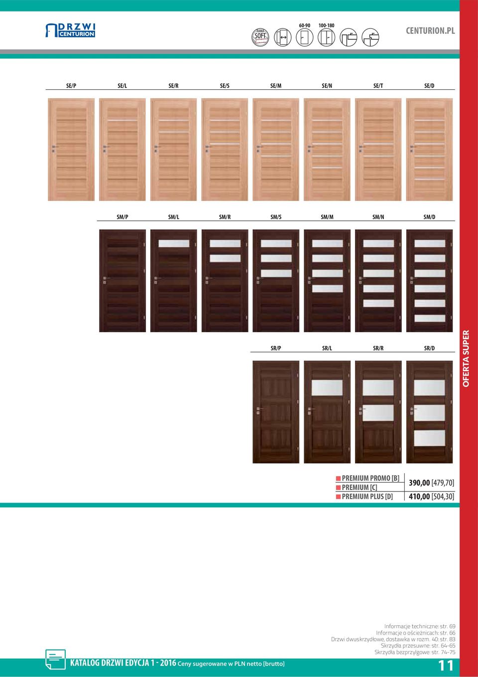 PREMIUM PROMO [B] PREMIUM [C] 390,00 [479,70] PREMIUM PLUS [D] 410,00 [504,30] KATALOG DRZWI EDYCJA 1-2016 Ceny