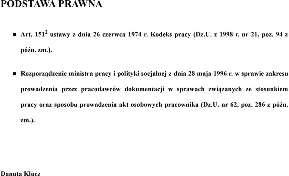 Rozporządzenie ministra pracy i polityki socjalnej z dnia 28 maja 1996 r.
