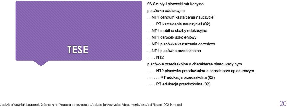 ... NT2 placówka przedszkolna o charakterze nieedukacyjnym.... NT2 placówka przedszkolna o charakterze opiekuńczym.