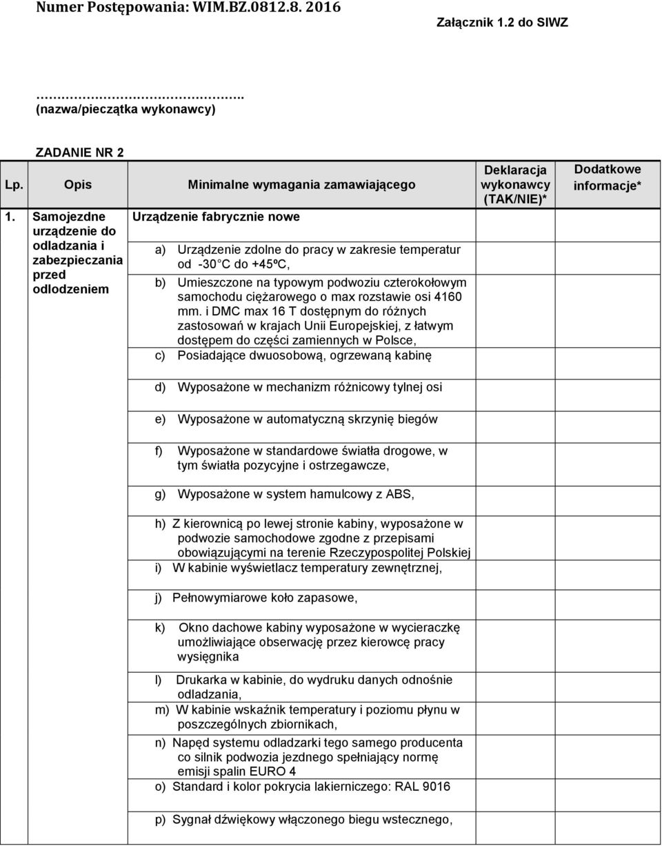 podwoziu czterokołowym samochodu ciężarowego o max rozstawie osi 4160 mm.
