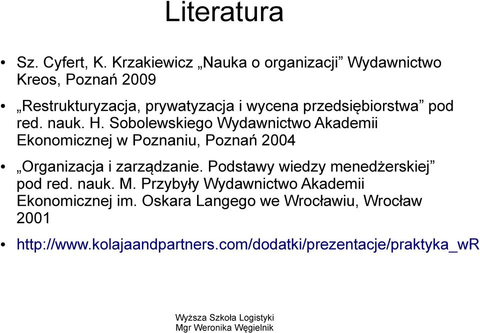 przedsiębiorstwa pod red. nauk. H.