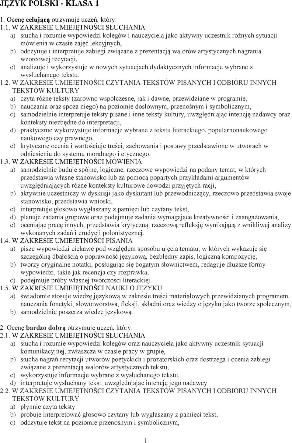 lekcyjnych, b) odczytuje i interpretuje zabiegi związane z prezentacją walorów artystycznych nagrania wzorcowej recytacji, c) analizuje i wykorzystuje w nowych sytuacjach dydaktycznych informacje