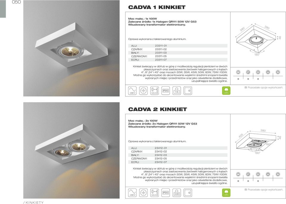 oraz mocach 30W, 35W, 45W, 50W, 60W, 75W i 100W.