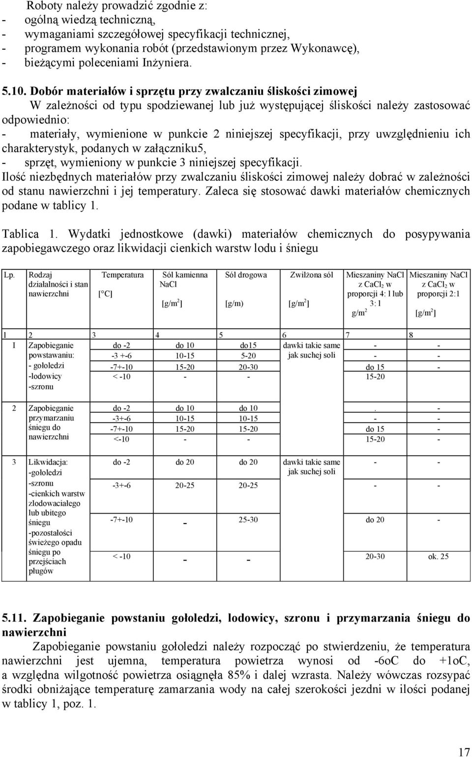 Dobór materiałów i sprzętu przy zwalczaniu śliskości zimowej W zależności od typu spodziewanej lub już występującej śliskości należy zastosować odpowiednio: - materiały, wymienione w punkcie 2