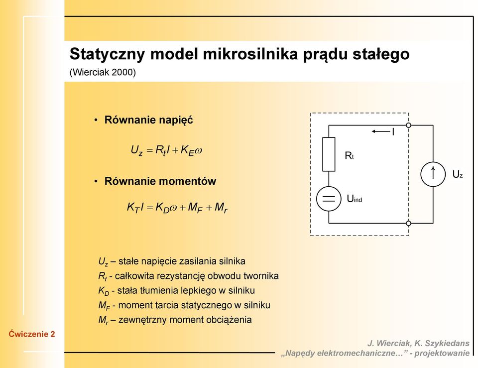 silnika R t - całkowita rezystancję obwodu twornika K D - stała tłumienia lepkiego