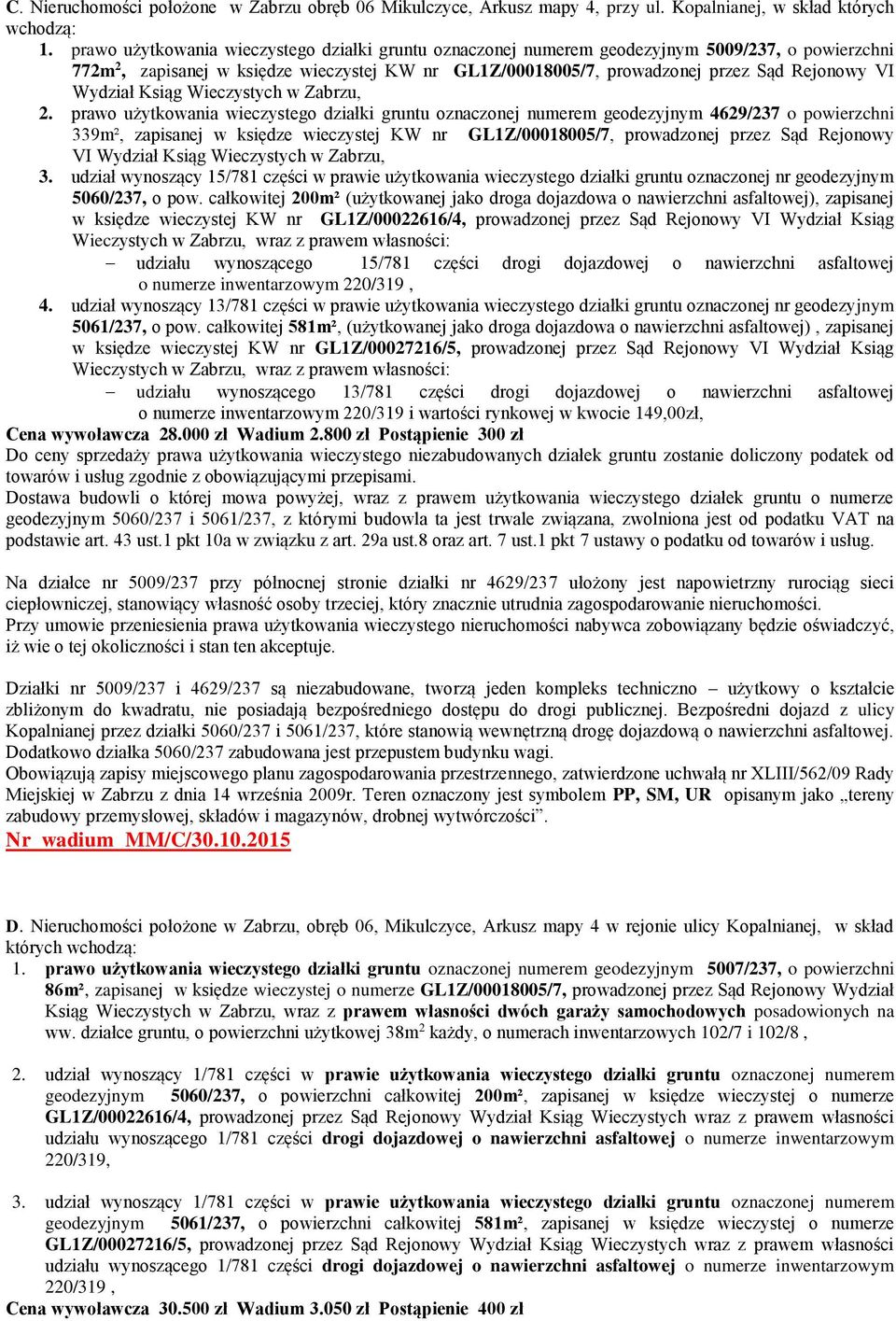 Wydział Ksiąg Wieczystych w Zabrzu, 2.