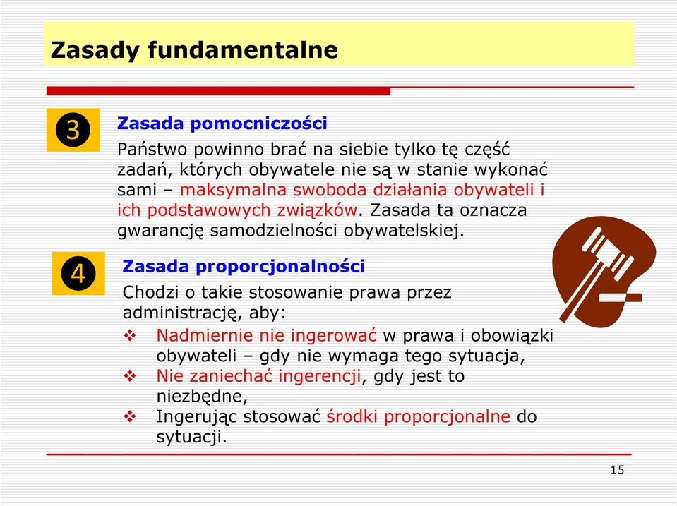 Zasada ta oznacza gwarancję samodzielności obywatelskiej.