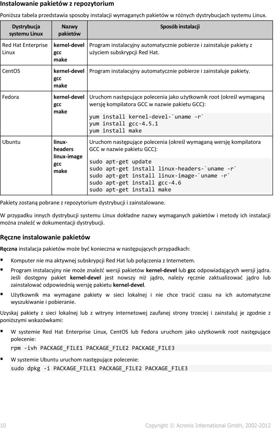 instalacji Program instalacyjny automatycznie pobierze i zainstaluje pakiety 