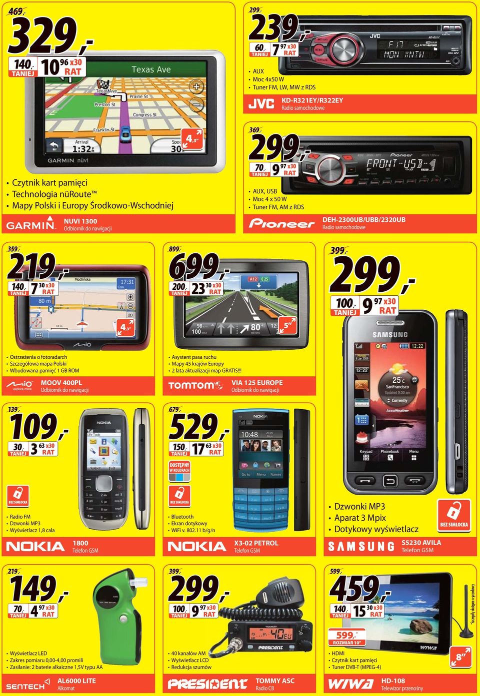 Wbudowana pamięć 1 GB ROM MOOV 00PL Odbiornik do nawigacji systent pasa ruchu Mapy 5 krajów Europy 2 lata aktualizacji map GIS!