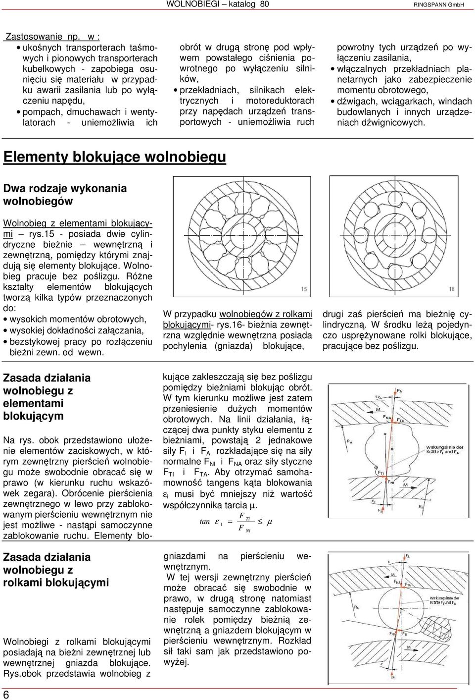 wentylatorach uniemożliwia ich obrót w drugą stronę pod wpływem powstałego ciśnienia powrotnego po wyłączeniu silników, przekładniach, silnikach elektrycznych i motoreduktorach przy napędach urządzeń