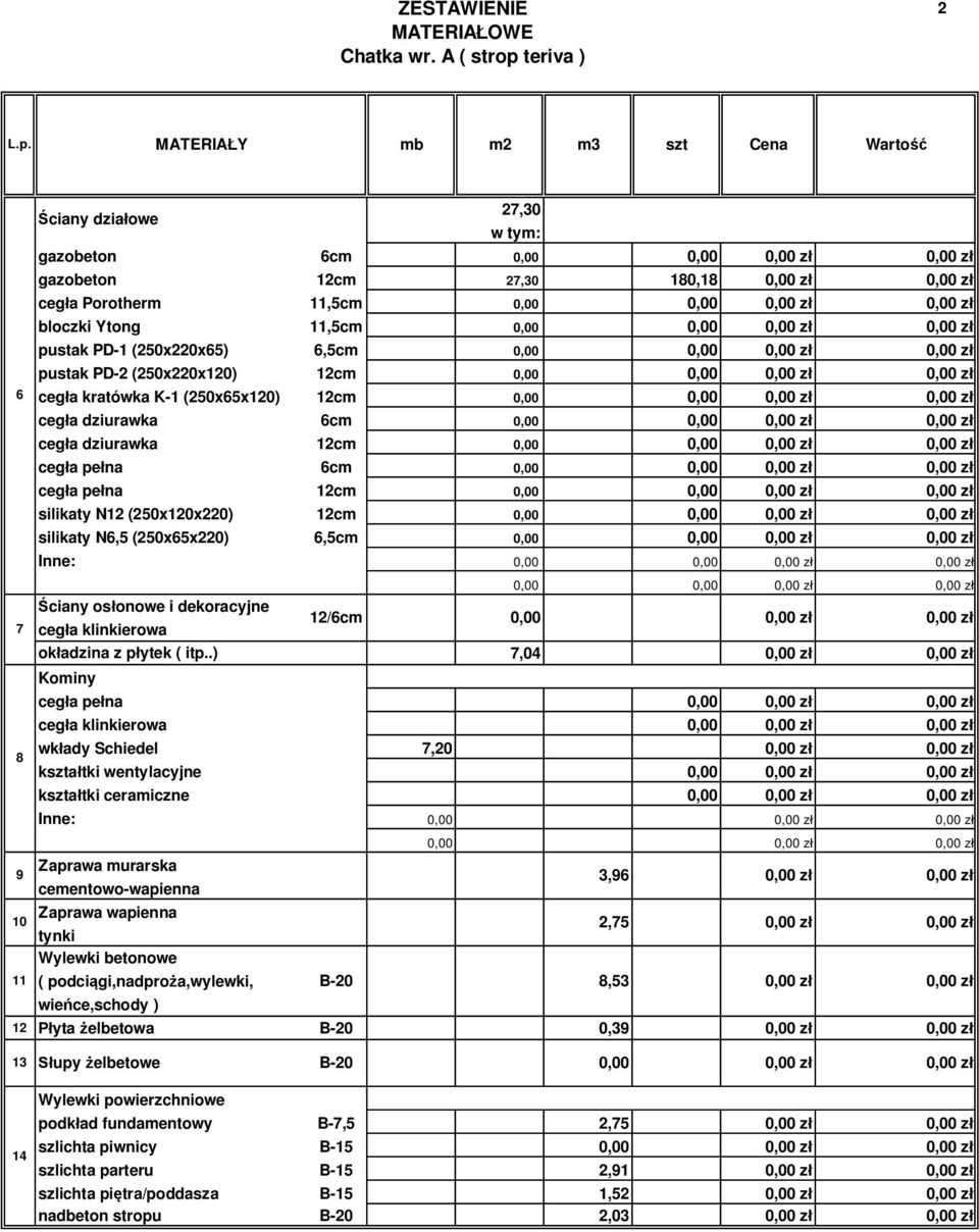 (250x65x220) 6,5cm 0, Inne: 0, ciany os onowe i dekoracyjne ceg a klinkierowa ok adzina z p ytek ( itp.