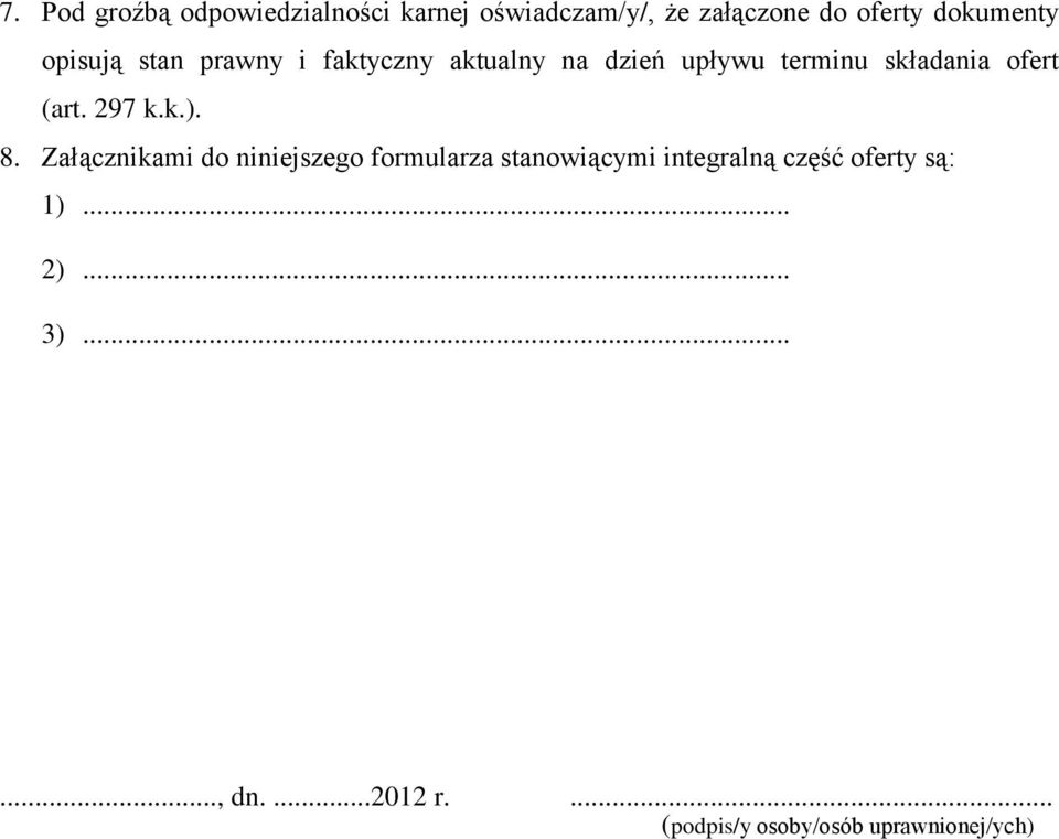 ofert (art. 297 k.k.). 8.