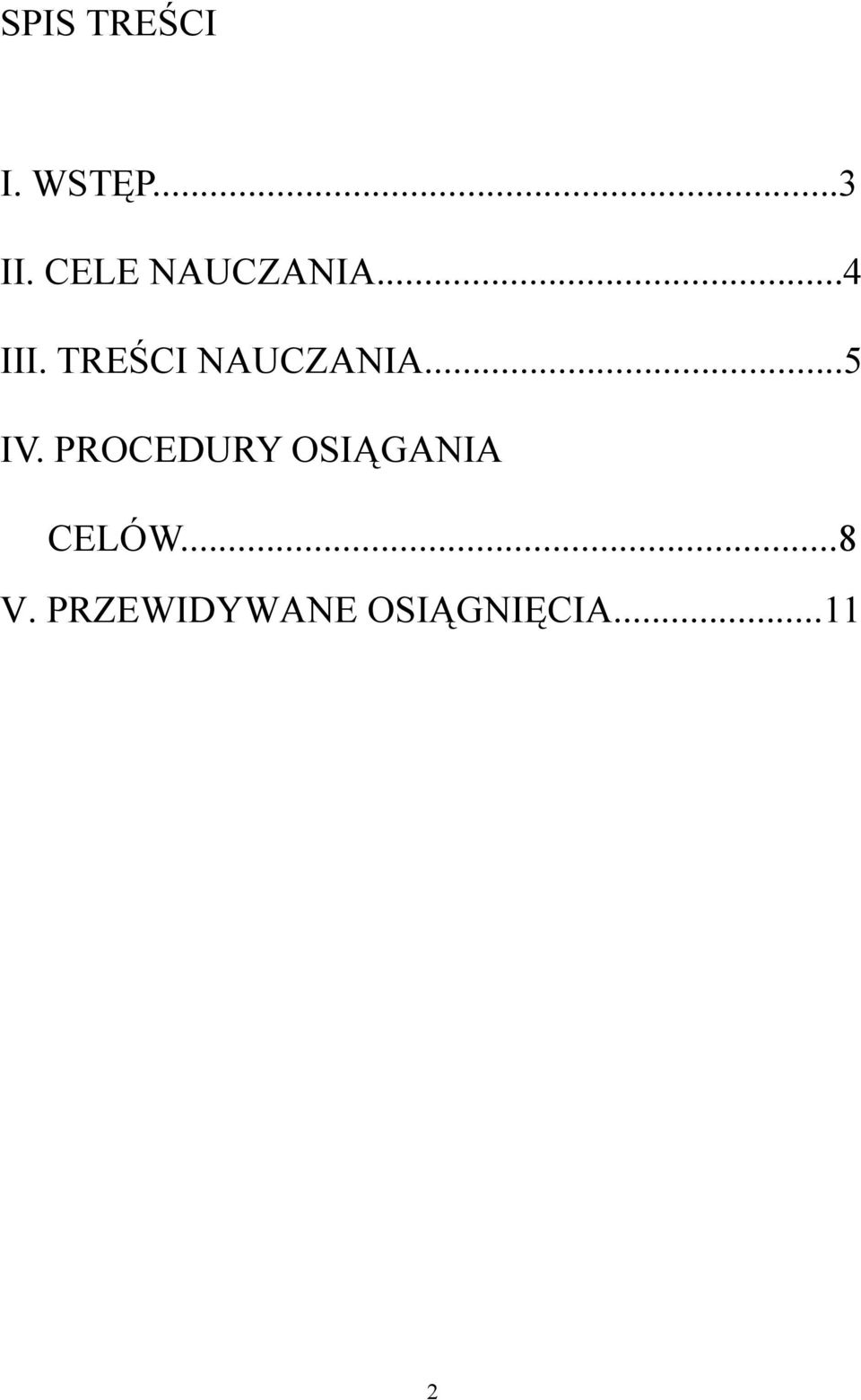 TREŚCI NAUCZANIA...5 IV.