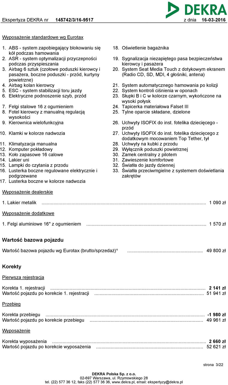 Elektryczne podnoszenie szyb, przód 7. Felgi stalowe 16 