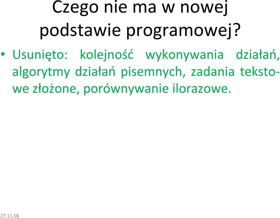 algorytmy działań pisemnych, zadania