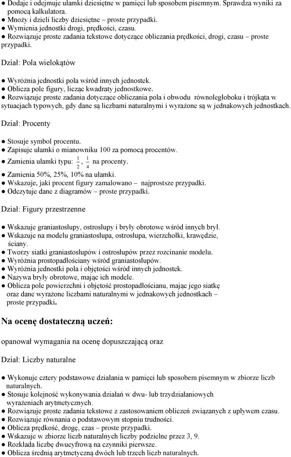Rozwiązuje proste zadania dotyczące obliczania pola i obwodu równoległoboku i trójkąta w sytuacjach typowych, gdy dane są liczbami naturalnymi i wyrażone są w jednakowych jednostkach.