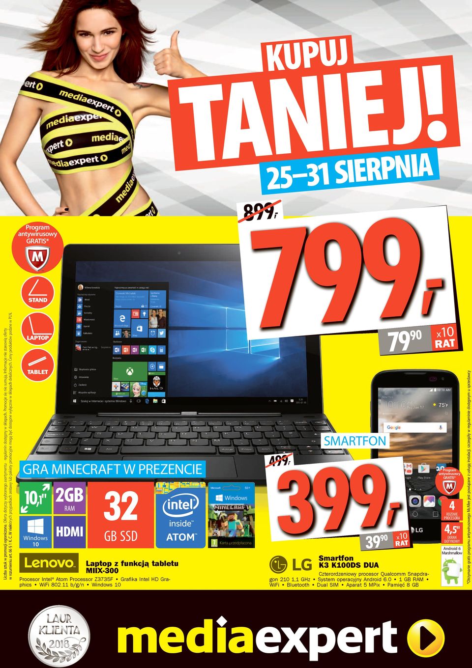 STAND 7 0 LAPTOP GRA MINECRAFT W PREZENCIE 10,1" 2GB Windows 10 32 GB SSD z funkcją tabletu MIIX-300 Procesor Intel Atom Processor Z3735F Graﬁka Intel HD Graphics WiFi 802.