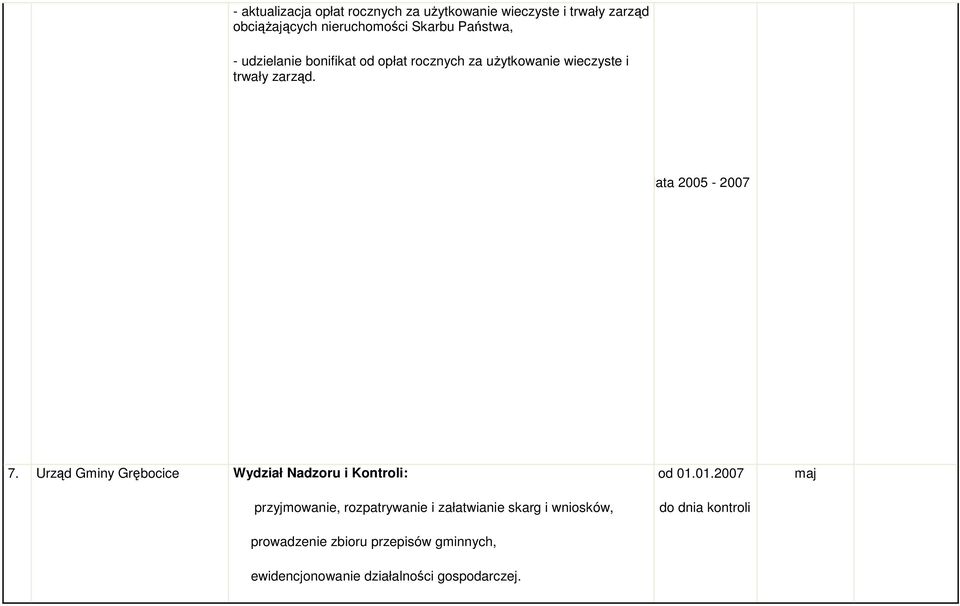 Urząd Gminy Grębocice Wydział Nadzoru i Kontroli: przyjmowanie, rozpatrywanie i załatwianie skarg i wniosków,