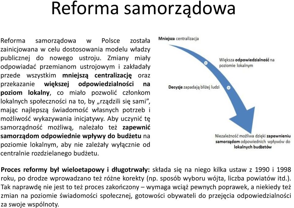społeczności na to, by rządzili się sami, mając najlepszą świadomość własnych potrzeb i możliwość wykazywania inicjatywy.