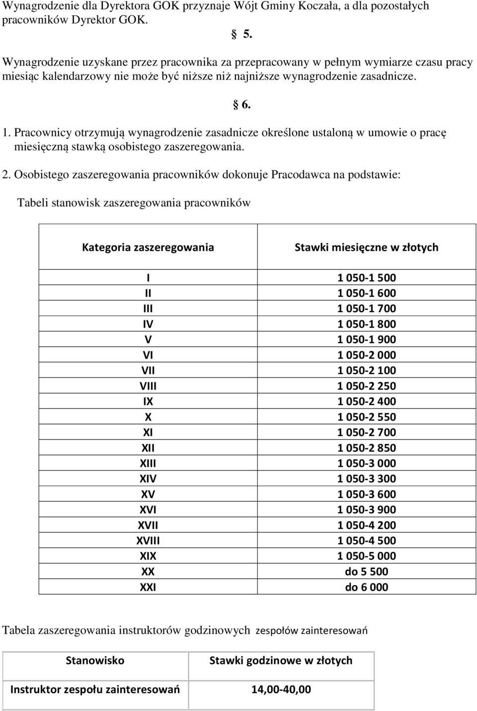 Pracownicy otrzymują wynagrodzenie zasadnicze określone ustaloną w umowie o pracę miesięczną stawką osobistego zaszeregowania. 2.