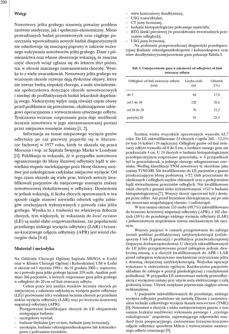 grubego. Dane z piśmiennictwa oraz własne obserwacje wskazują, że znaczna część chorych wciąż zgłasza się do lekarza zbyt późno, tzn. w okresie znacznego zaawansowania choroby.