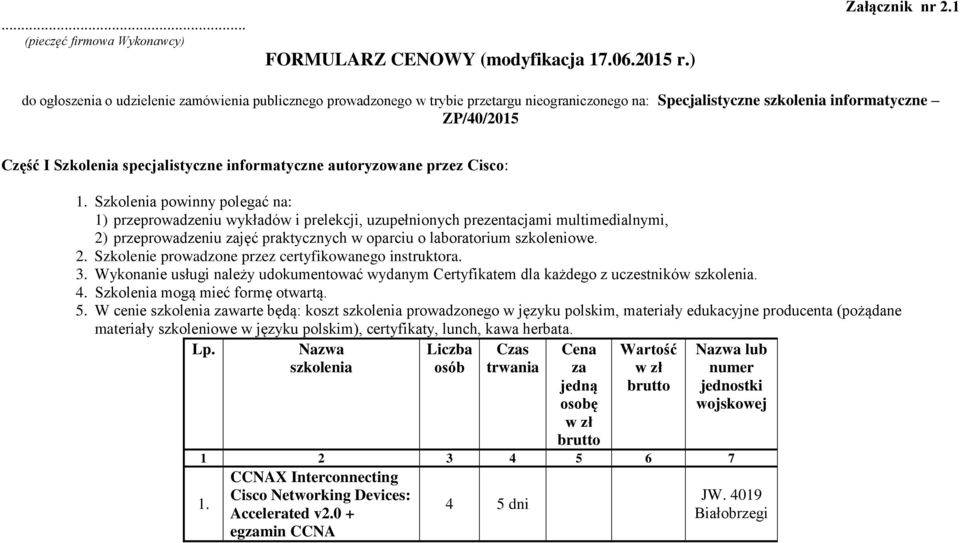 informatyczne autoryzowane przez Cisco: 1.