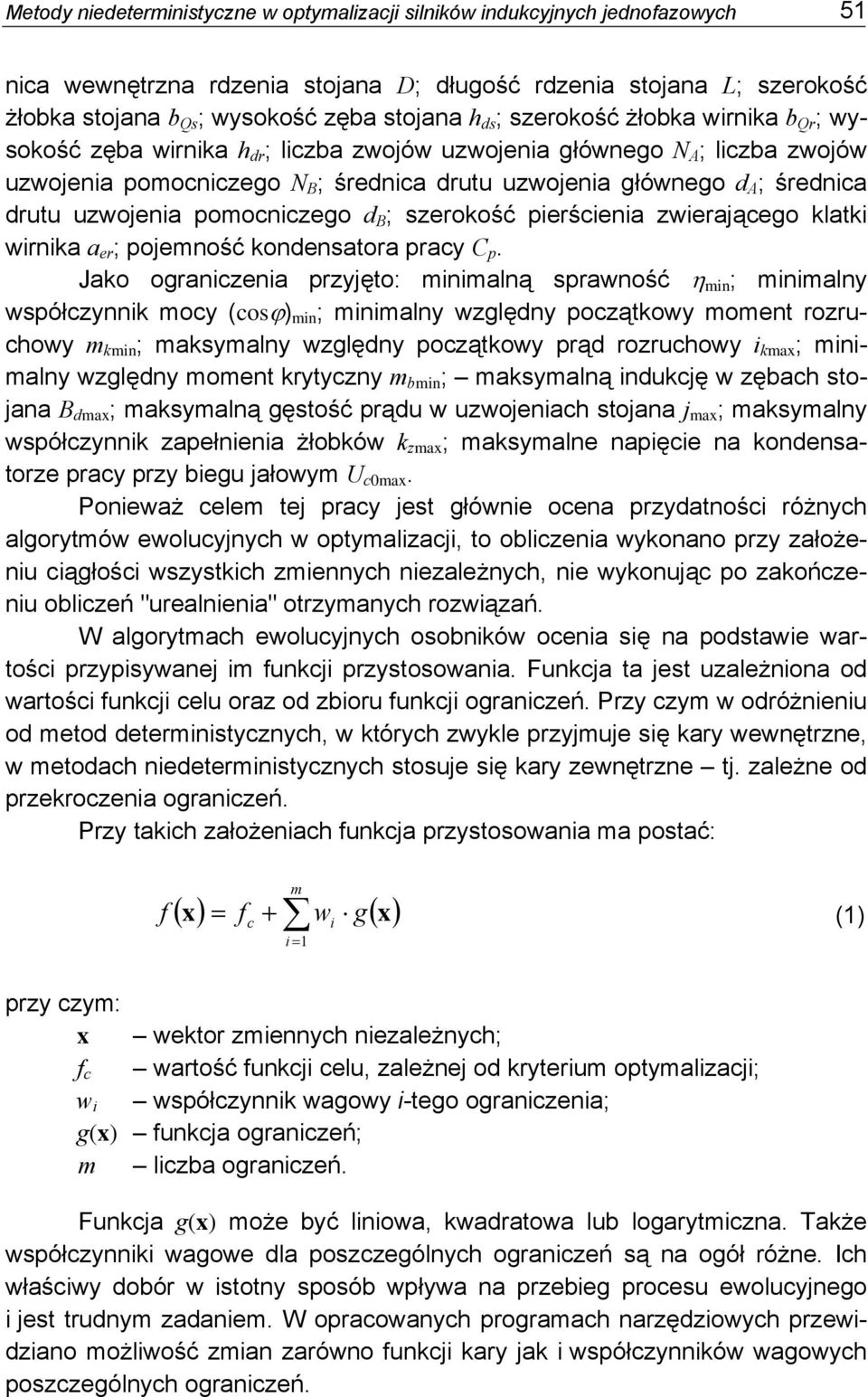 pomocnczego d B ; szerokość perścena zwerającego klatk wrnka a er ; pojemność kondensatora pracy C p.