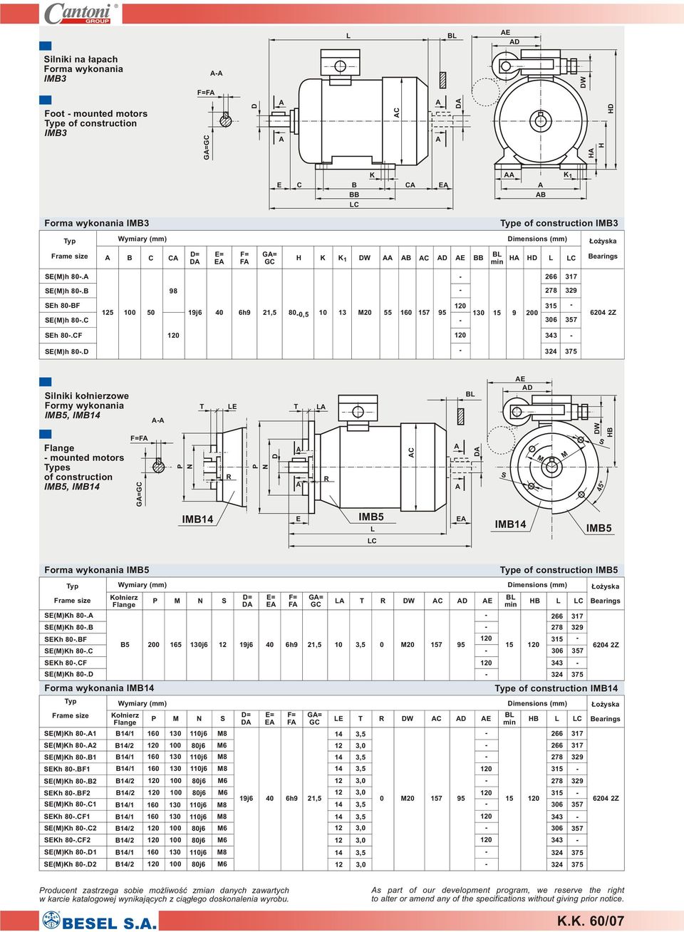 324 375 ilniki ko³nierzowe Formy wykonania I5, I mounted motors es of construction I5, I F G= C H 45 I I5 C I I5 Forma wykonania I5 e of construction I5 = = G= C F H C ()Kh 80. 266 317 ()Kh 80.