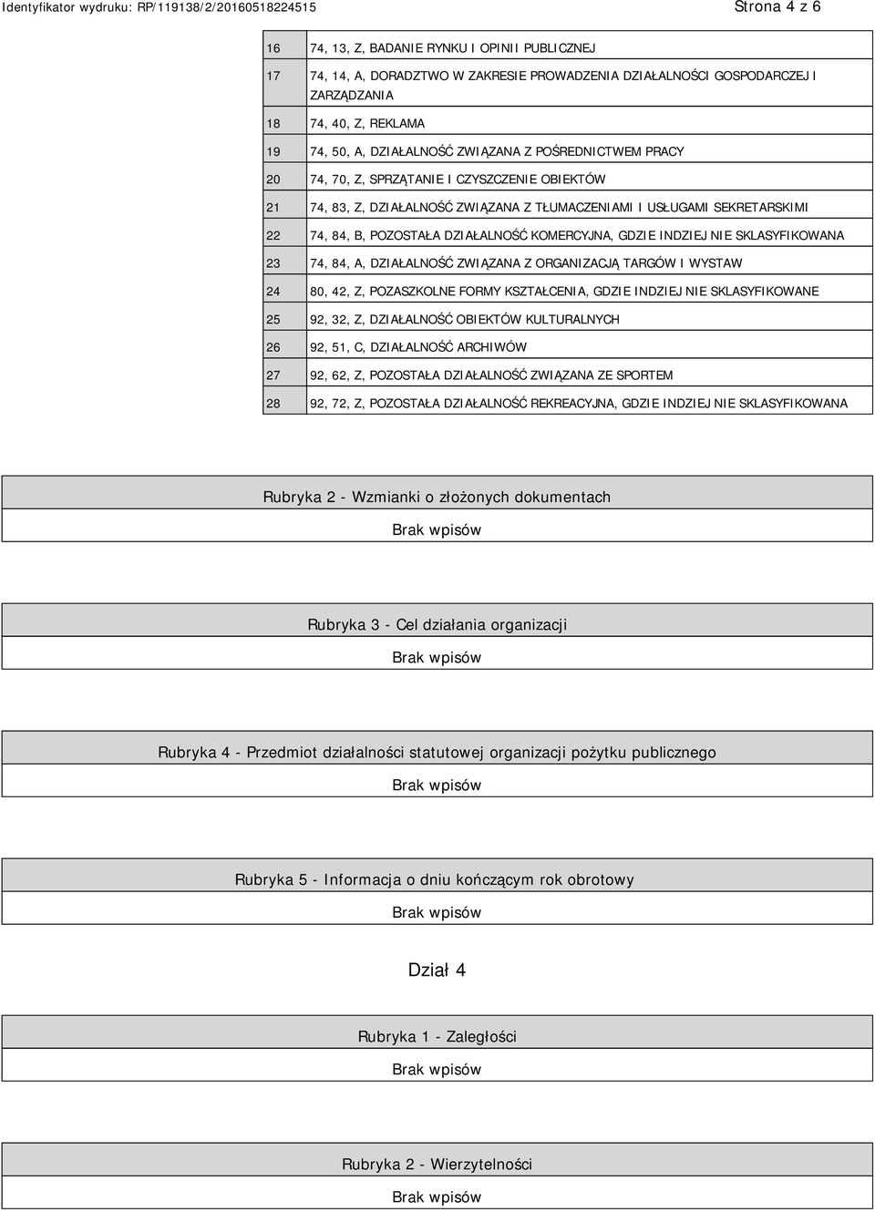 KOMERCYJNA, GDZIE INDZIEJ NIE SKLASYFIKOWANA 23 74, 84, A, DZIAŁALNOŚĆ ZWIĄZANA Z ORGANIZACJĄ TARGÓW I WYSTAW 24 80, 42, Z, POZASZKOLNE FORMY KSZTAŁCENIA, GDZIE INDZIEJ NIE SKLASYFIKOWANE 25 92, 32,