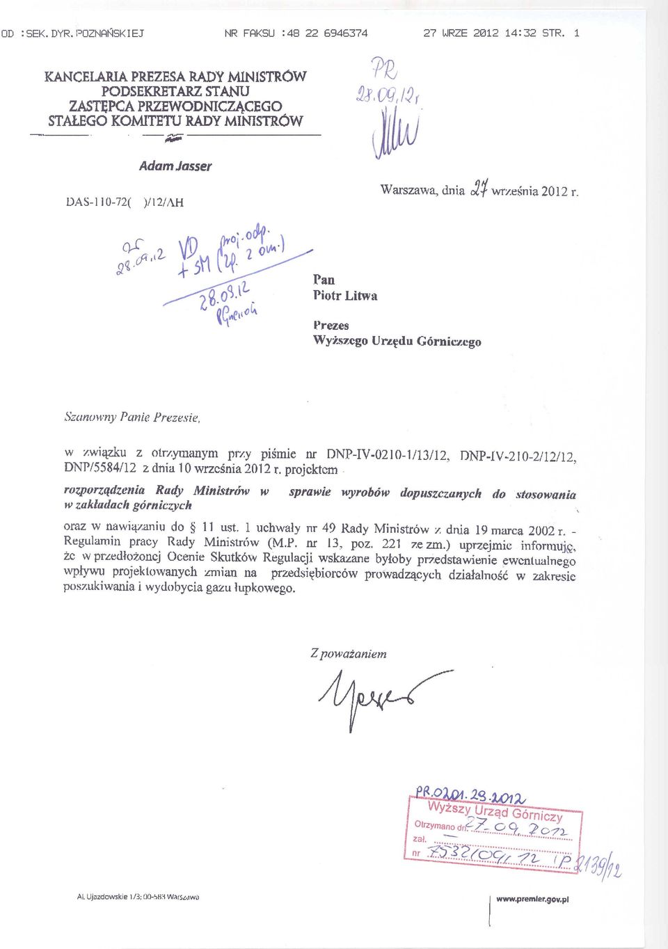 rozporządzenia Rady Mini.~tr(;W w sprawie l1probów dopuszczanych do stosowania HI zakłaciaclt górnicl,.}jch, oraz w nawi<vaniu do 11 ust. l uchwały nr 49 Rady Ministrów z dnia 19 marca 2002 r.