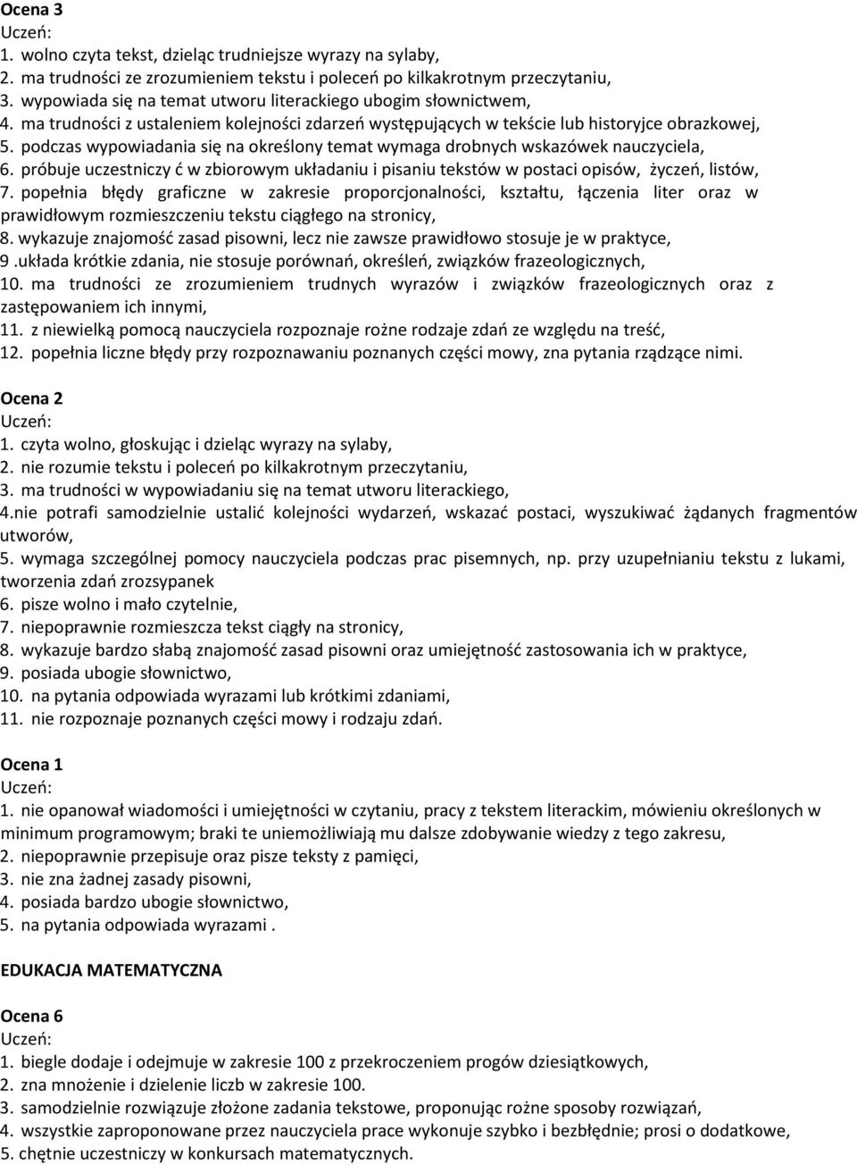 podczas wypowiadania się na określony temat wymaga drobnych wskazówek nauczyciela, 6. próbuje uczestniczy ć w zbiorowym układaniu i pisaniu tekstów w postaci opisów, życzeń, listów, 7.