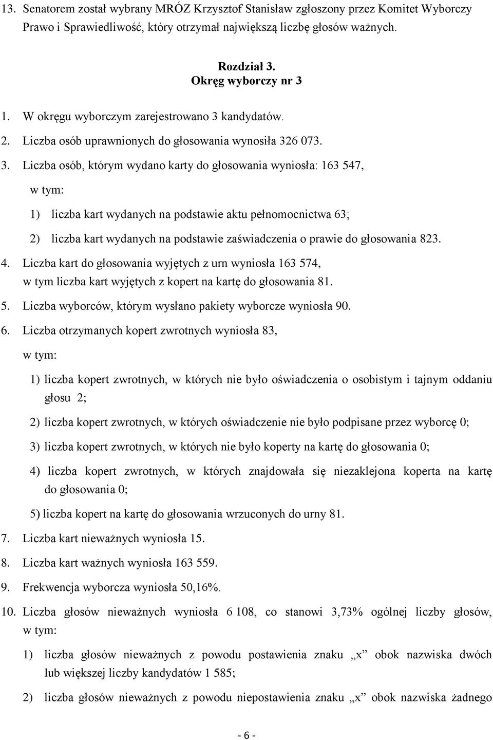 kandydatów. 2. Liczba osób uprawnionych do głosowania wynosiła 32