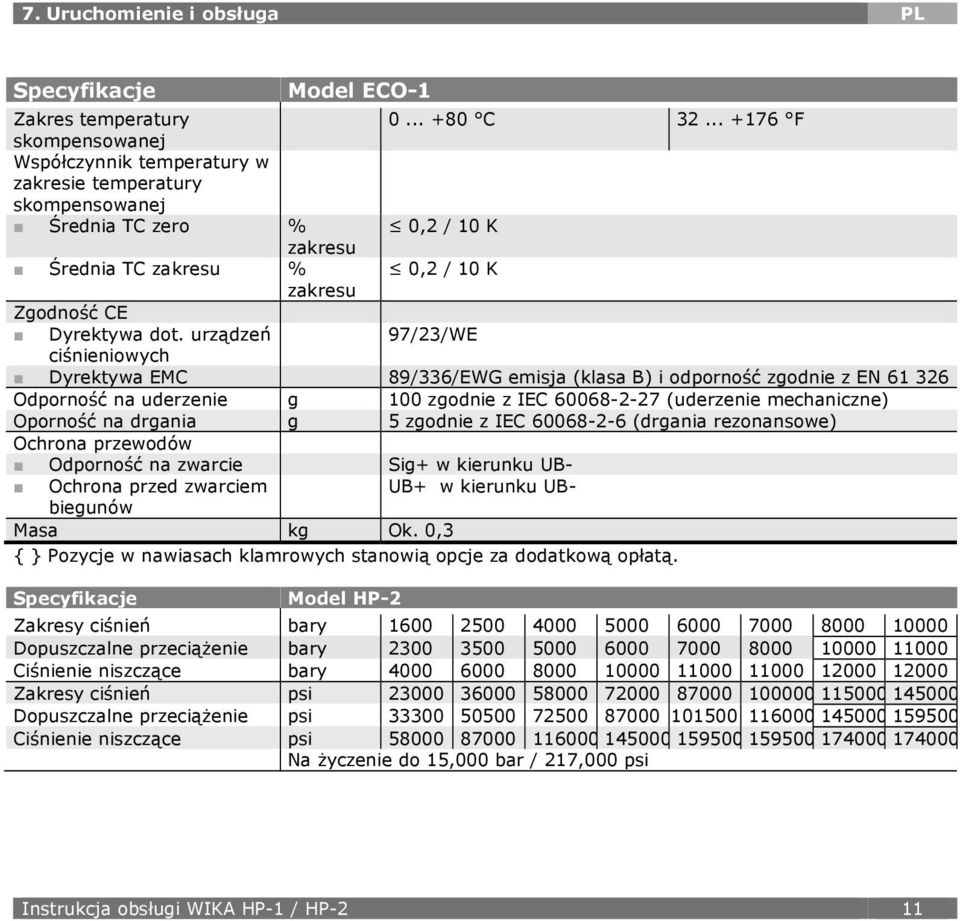 urządzeń 97/23/WE ciśnieniowych Dyrektywa EMC 89/336/EWG emisja (klasa B) i odporność zgodnie z EN 61 326 Odporność na uderzenie g 100 zgodnie z IEC 60068-2-27 (uderzenie mechaniczne) Oporność na