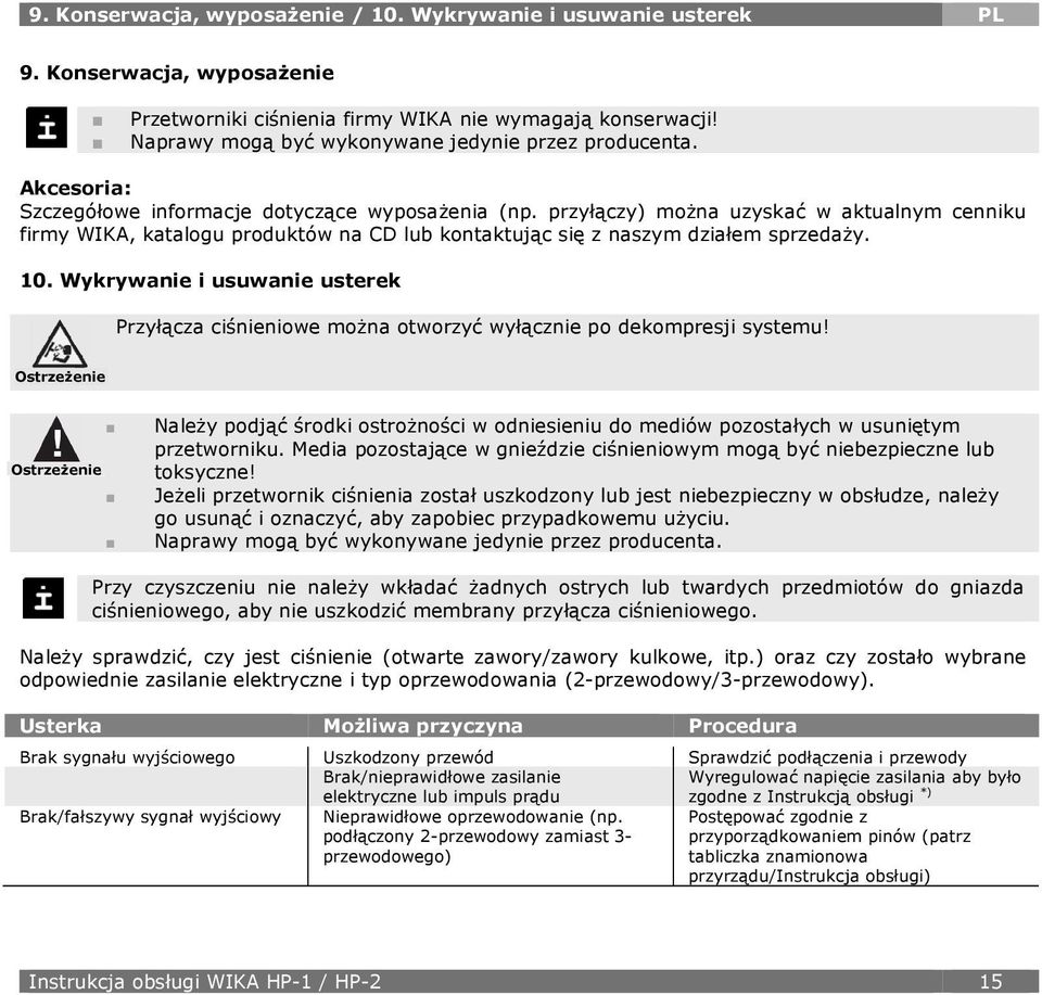 przyłączy) można uzyskać w aktualnym cenniku firmy WIKA, katalogu produktów na CD lub kontaktując się z naszym działem sprzedaży. 10.