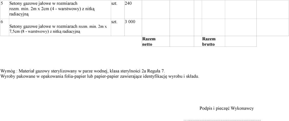 2m x 7,5cm (8 - warstwowy) z nitką radiacyjną szt. 240 szt.