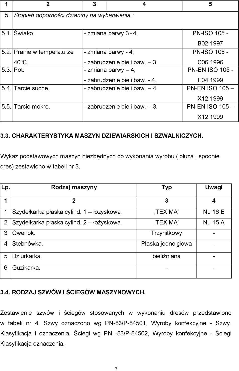 - zabrudzenie bieli baw. 3. PN-EN ISO 105 X12:1999 3.3. CHARAKTERYSTYKA MASZYN DZIEWIARSKICH I SZWALNICZYCH.