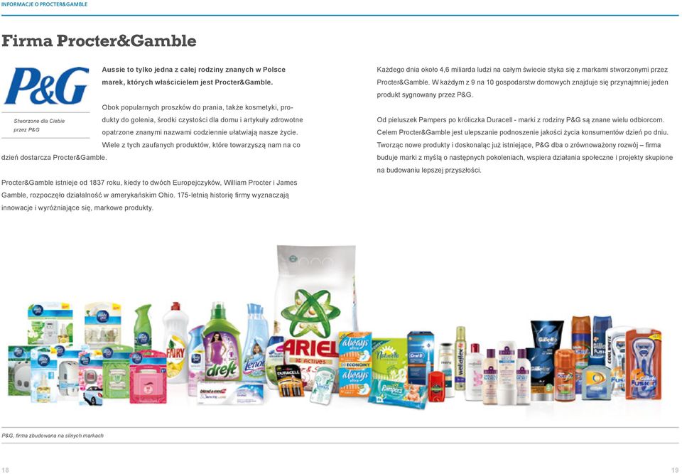 nasze życie. Wiele z tych zaufanych produktów, które towarzyszą nam na co dzień dostarcza Procter&Gamble.