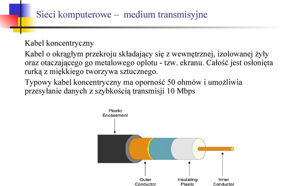 Całość jest osłonięta rurką z miękkiego tworzywa sztucznego.