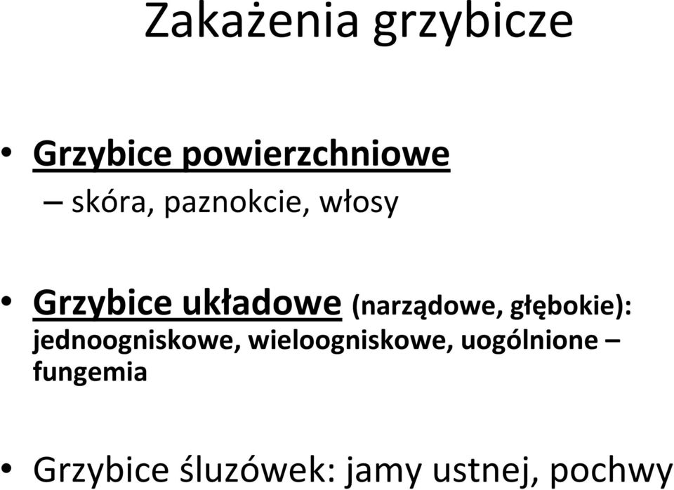 (narządowe, głębokie): jednoogniskowe,